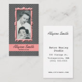 レトロの珊瑚の千鳥格子のなエステティシャンの名刺 名刺 (正面/裏面)