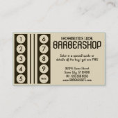 レトロの理髪店のスタンプカード ロイヤリティカード (裏面)