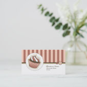 レトロの甘いカップケーキのベーカリーの名刺 名刺 (スタンド正面)