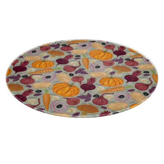 レトロの生鮮野菜の背景 カッティングボード (角)