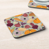 レトロの生鮮野菜の背景 コースター (左側)