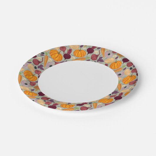 レトロの生鮮野菜の背景 ペーパープレート (アングル)