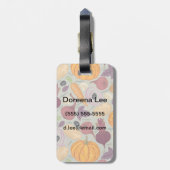 レトロの生鮮野菜の背景 ラゲッジタグ (裏面縦)