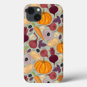 レトロの生鮮野菜の背景 iPhone 13ケース
