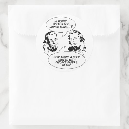 レトロの男女同権主義のユーモアのステッカー ラウンドシール (バッグ)