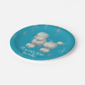 レトロの白いプードルのカスタムな誕生日の紙皿 ペーパープレート (アングル)