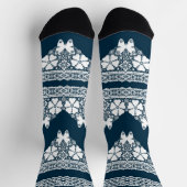 レトロの白いレースで蝶が濃い青b ソックス (上部)