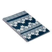 レトロの白いレースで蝶が濃い青b ノートブック (右側)