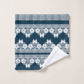 レトロの白いレースで蝶が濃い青b バスタオルセット (ウォッシュタオル)