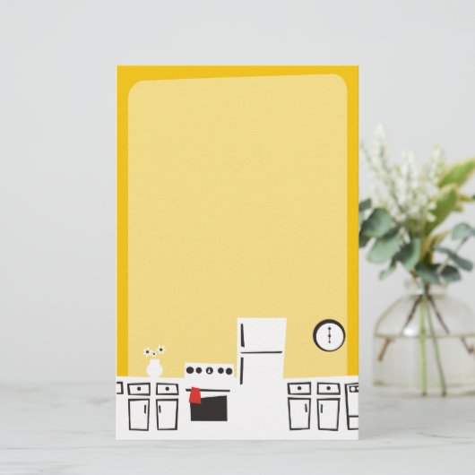 レトロの白い台所料理のベーキングの文房具 便箋 (スタンド正面)