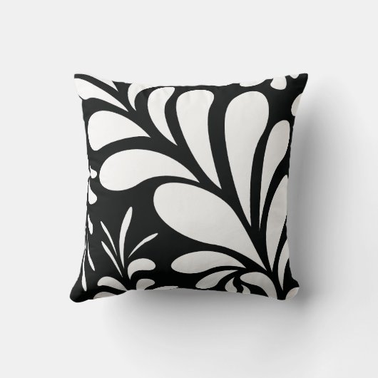 レトロの白黒のモダンの渦巻の枕 クッション (裏面)