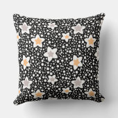レトロの白黒の水玉模様と星 クッション (裏面)