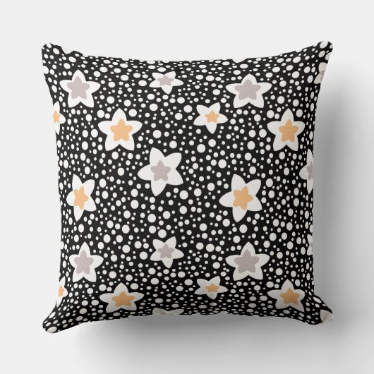 レトロの白黒の水玉模様と星 クッション (裏面)