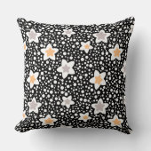 レトロの白黒の水玉模様と星 クッション (正面)
