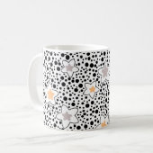 レトロの白黒の水玉模様と星 コーヒーマグカップ (正面左)