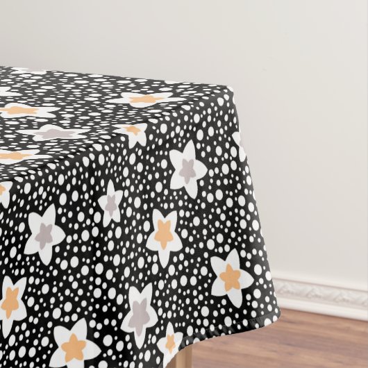 レトロの白黒の水玉模様と星 テーブルクロス (インサイチュ)