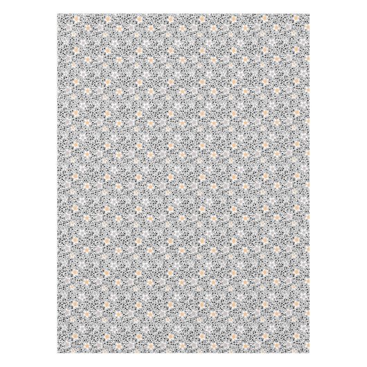 レトロの白黒の水玉模様と星 テーブルクロス (正面)