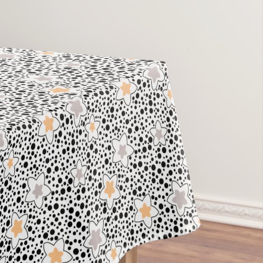 レトロの白黒の水玉模様と星 テーブルクロス (インサイチュ)