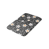 レトロの白黒の水玉模様と星 バスマット (アングル)