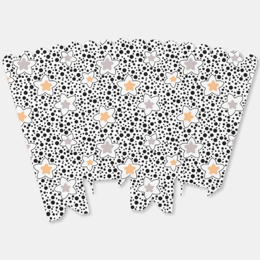 レトロの白黒の水玉模様と星 フェイバーボックス (見開き)