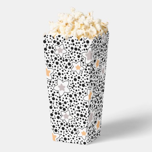 レトロの白黒の水玉模様と星 フェイバーボックス (はじけた状態)