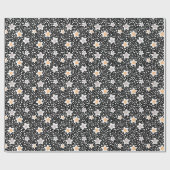 レトロの白黒の水玉模様と星 ラッピングペーパー (フラット)