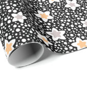 レトロの白黒の水玉模様と星 ラッピングペーパー (ロールコーナー)