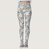 レトロの白黒の水玉模様と星 レギンス (正面)