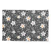 レトロの白黒の水玉模様と星 枕カバー (裏面)