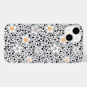 レトロの白黒の水玉模様と星 Case-Mate iPhoneケース (裏面 (横))