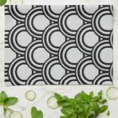 レトロの白黒アールデコの抽象芸術パターン キッチンタオル (折り畳み)