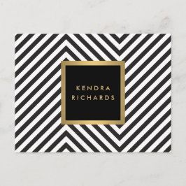 レトロの白黒パターン魅力的な金ゴールドの名前のロゴ ポストカード