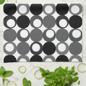 レトロの白黒パターン キッチンタオル (折り畳み)