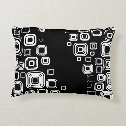 レトロの白黒正方形 アクセントクッション (裏面)