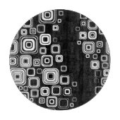 レトロの白黒正方形 カッティングボード (正面)