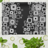 レトロの白黒正方形 キッチンタオル (折り畳み)