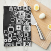 レトロの白黒正方形 キッチンタオル (四つ折り)