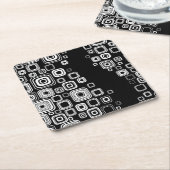 レトロの白黒正方形 スクエアペーパーコースター (アングル)