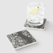 レトロの白黒正方形 ストーンコースター (横)