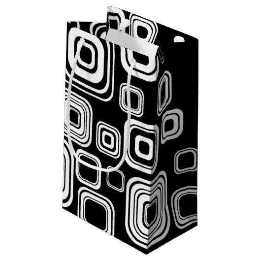 レトロの白黒正方形 スモールペーパーバッグ (裏面アングル)