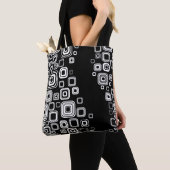 レトロの白黒正方形 トートバッグ (クローズアップ)