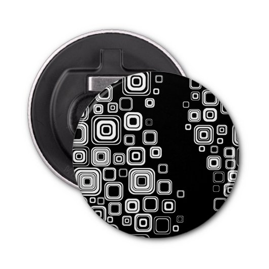 レトロの白黒正方形 栓抜き (正面)