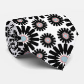 レトロの白黒花模様のタイ ネクタイ (ロール)