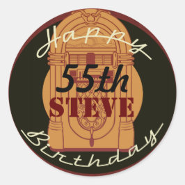 レトロの石のnロール誕生日のステッカー ラウンドシール