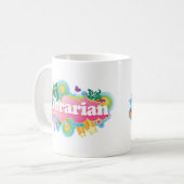 レトロの破烈のカラフルな司書のギフト コーヒーマグカップ (正面左)