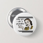 レトロの祖母のTシャツおよびギフト 缶バッジ (正面&裏面)