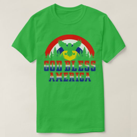 レトロの神の祝福アメリカ7月4日 Tシャツ (デザイン正面)