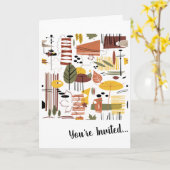 レトロの秋精力的の カード (黄色い花)