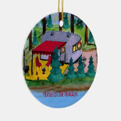 レトロの空気の流れのキャンパー湖のクリスマスホーン セラミックオーナメント (右)