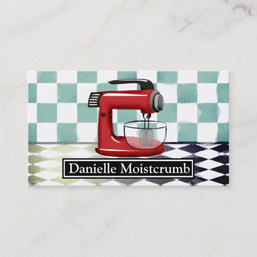 レトロの立場のミキサーのパン屋のペーストリー作りの職人の名刺 名刺 (正面)